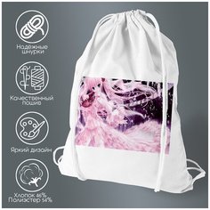 Сумка для обуви CoolPodarok Аниме девушка с розовыми волосами веер