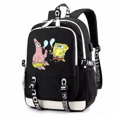 Рюкзак Патрик и Губка Боб (Sponge Bob) черный с USB-портом №2 Noname