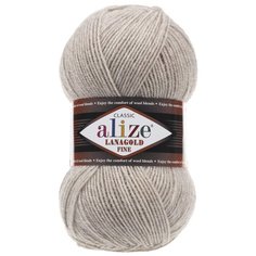 Пряжа Alize Lanagold Fine (Ланаголд Файн) 152 бежевый меланж 49% шерсть, 51% акрил 100г 390м 5шт