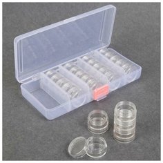 Контейнер для декора, 25 баночек, d - 3 см, 19 х 10 х 3,5 см, 5 гр, цвет прозрачный Queen Fair