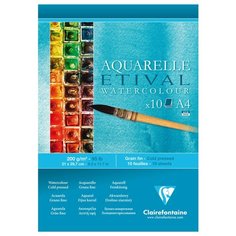 Альбом для акварели, 10л, А4, на склейке Clairefontaine "Etival", 200г/м2, холодное прессование, 304056