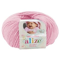 Пряжа Alize Baby Wool, 40 % шерсть, 40 % акрил, 20 % бамбук, 50 г, 175 м, 1 шт., 185 светло-розовый