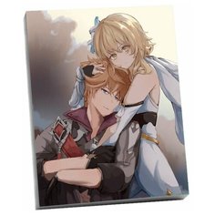 Картина по номерам 30х40 см Аниме Геншин Импакт Genshin Impact Люмин и Тарталья (24 цвета) Molly