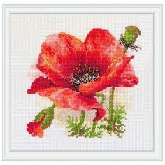 Набор для вышивания Мережка "Красный мак", 15x15 см Merejka