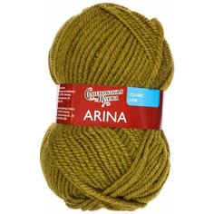 Пряжа Arina (АринаПШ) 50% шерсть, 50% акрил 123м/100гр (1437 зел. янтарь)