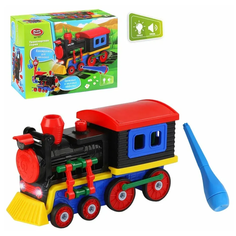 Детский игрушечный паровозик-конструктор Play Smart (с деталями для сборки, с отверткой, на батарейках, свет и звук) ЮГ тойз
