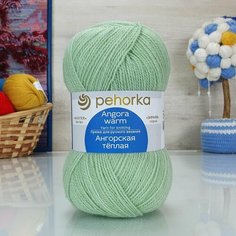 Пряжа пехорка Ангорская теплая (Пехорка), Зеленое яблоко - 09, 40% шерсть, 60% акрил, 5 мотков, 100 г, 480 м.