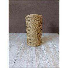 Шнур полиэфирный эльнить - 5 мм, 100 м, 100% полиэфир, без сердечника /шнур для вязания, рукоделия, макраме/"песочный"