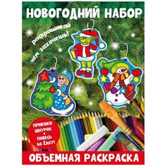 Объемная раскраска для детей Новогодняя, набор 3 шт БУМ