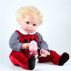 Мягконабивная кукла Реборн (Reborn Dolls) - Мальчик в красном комбинезоне (51 см)