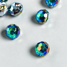 Пуговицы пластик для творчества 1 прокол "Шарик голография. Сине-зел" набор 12 шт d=1.2 см 785543 Арт Узор