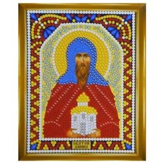 Алмазная мозаика "Св. Даниил" 10,5Х14,5см в подарок золотая рамка для готовой работ НАСЛЕДИЕ