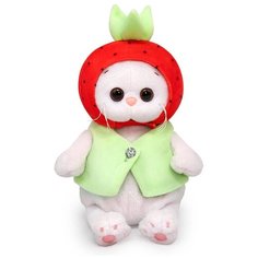 Мягкая игрушка BUDI BASA collection Кошечка Ли-Ли Baby в шапочке клубничка, 20 см, белый/красный