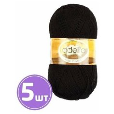 Пряжа полушерсть Adelia Аделия JAKE CLASSIC классическая тонкая, шерсть/нейлон, цвет №02 Чёрный 5 шт, 410 м