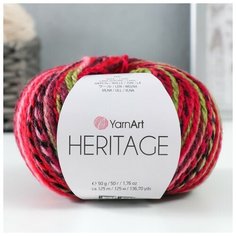 Пряжа "Heritage" 75% акрил, 25% шерсть 125м/50гр (336 красный-чёрный-аспарагус) Нет бренда