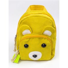 Рюкзак детский в садик для малышей девочек и мальчиков дошкольный вельветовый мишка желтый Маис
