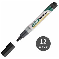 Маркер меловой MunHwa "Chalk Marker" черный, 3 мм, спиртовая основа (12 штук)