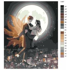 Картина по номерам V-957 "Сериал. Дорама История девятихвостого лиса. Lee Yeon и Nam Ji-ah в лунном свете", 40x50 см Brushes Paints