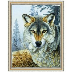 Алмазная мозаика на подрамнике 40х50 Взгляд волка / Картина стразами