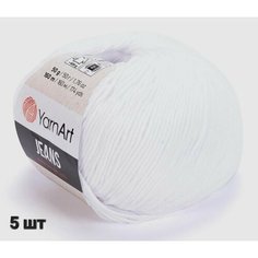 Пряжа YarnArt Jeans Ярнарт джинс Ультрабелый (62) 5 мотков 50 г/160 м (45% акрил 55 хлопок)