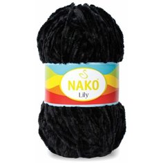 Пряжа Nako Lily черный (207), 100%полиэстер, 180м, 100г, 1шт
