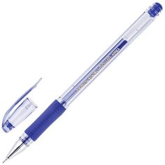 Ручка гелевая Crown с грипом "Hi-Jell Needle Grip", синяя, узел 0,7 мм, линия письма 0,5 мм (HJR-500RNB)