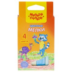 Мелки цветные Мульти-Пульти "Енот в Австралии", 4цв, картонная коробка, европодвес