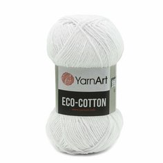 Пряжа для вязания YarnArt Eco Cotton 100гр 220м (85% хлопок, 15% полиэстер) (760 белый), 5 мотков