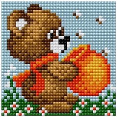 Алмазная мозаика "Мишутка и пчелы" (на магнитной основе), 10x10 см Вышиваем Бисером