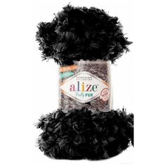 Пряжа "Puffy fur" 100% микрополиэстер 6м/100г (6101 графит) 1 моток Mikimarket