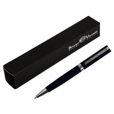 Ручка шариковая автоматическая BrunoVisconti, 1 мм, синяя, в чёрном прямоугольном тубусе, Milano (синий металлический корпус), Арт. 20-0226/03