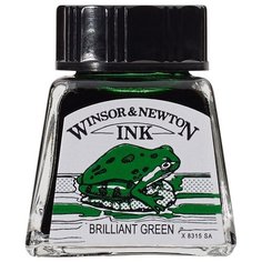 Тушь для рисования Winsor&Newton бриллиант зеленый, стеклянный флакон, 14 мл (1005046)