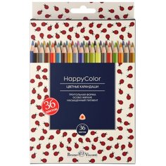 Карандаши BrunoVisconti, цветные, 36 цветов , HappyColor, Арт. 30-0058, упаковка в ассортименте