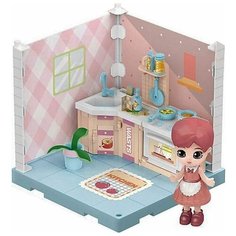 Игровой набор с куклой ABtoys Модульный домик Собери сам, 1 секция Мини-кукла на кухне, с аксессуарами, WJ-14330, мультиколор
