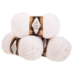 Пряжа Alize Lanagold, 49 % шерсть, 51 % акрил, 100 г, 240 м, 3 шт., 55 белый