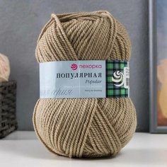 Пехорский текстиль Пряжа "Популярная" 50% шерсть, 50% акрил 133м/100гр (43-Суровый лен) Пехорка