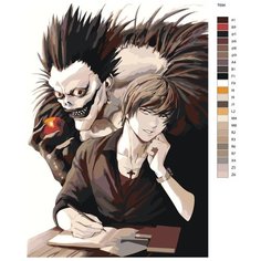 Картина по номерам T694 "Рюк и Кира(Лайт Ягами). Тетрадь смерти" 50х70 Brushes Paints