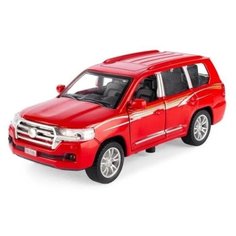Металлическая машинка 1:36 Toyota Land Cruiser, свет и звук, инерционная, цвет красный Kinsmart