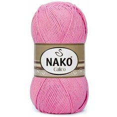 Пряжа для вязания Nako Calico (Нако калико), 50% хлопок, 50% премиум акрил, 100гр/245м, цвет: 6668 ярко-розовый, 5 мотков