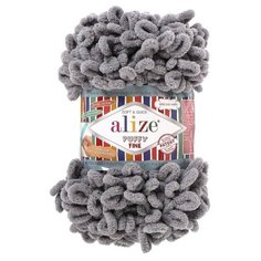 Пряжа Alize Puffy Fine, 100 г, 14.5 м, 1 шт., 343 угольный серый