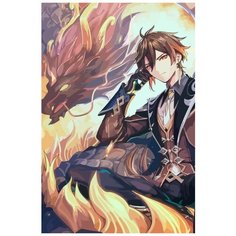 Картина по номерам на холсте игра Genshin Impact (Чжун Ли, Дед) - 9006 В 60x40