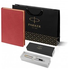 Подарочный набор: Ручка перьевая Parker Jotter Stainless Steel GT и Ежедневник недатированный красный