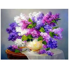 Алмазная мозаика без подрамника 30x40 см Букет сирени Noname