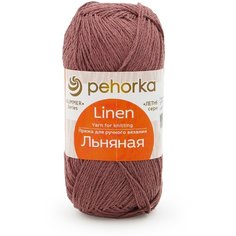Пряжа Пехорка Льняная 377 кофейный 55%лен 45%хлопок 100г 330м 5шт