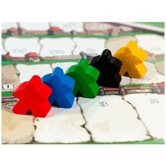 Картина по номерам на холсте настольная игра Carcassonne Каркассон Миплы - 6967 Г 30x40