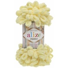 Пряжа Alize Puffy 100 г 9,2 м (100% микрополиэстер) 1 шт, цвет 13 light Yellow (лимончик)