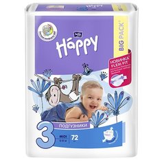 Подгузники для детей bella baby Happy Midi по 72 шт. вес 5-9 кг