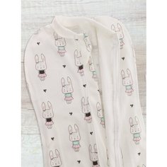 Кокон / Пеленка кокон для новорожденных на молнии 56 / 62 см от 0 до 1 месяца Нагрудник в подарок Зайчики Body Pillow