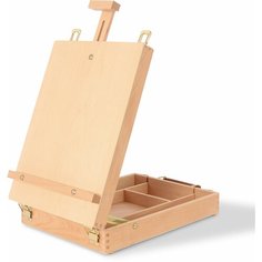 Этюдный ящик мольберт деревянный для рисования из бука настольный с ящиком, 27х37х67см, высота холста до 53см, Brauberg Art, 192251