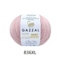 Пряжа Gazzal Baby Wool XL (836) 40% шерсть мериноса, 20% кашемир, 40% акрил 50 гр 100м (3 мотка)